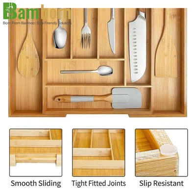 Bamboo Drawer Organizer For Kitchen Tools