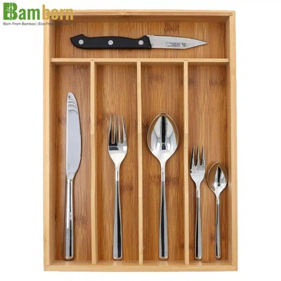 Bamboo Silverware Organizer Tray
