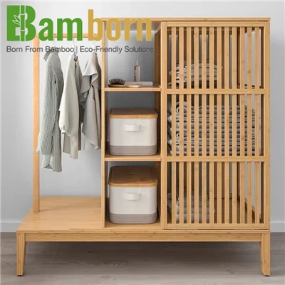 Bamboo Wardrobe with Shelves and Drawers