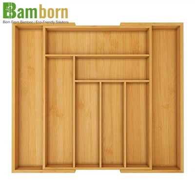 Multi-Slot Bamboo Drawer Organizer