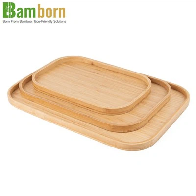 Rectangular Bamboo Serving Tray Set